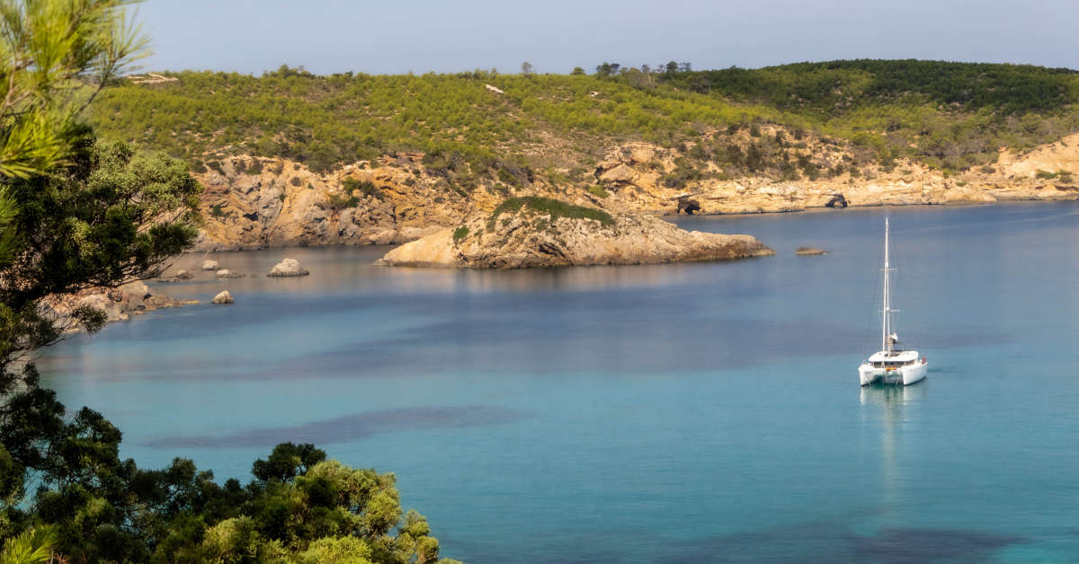 A charter boat in Ibiza during low season